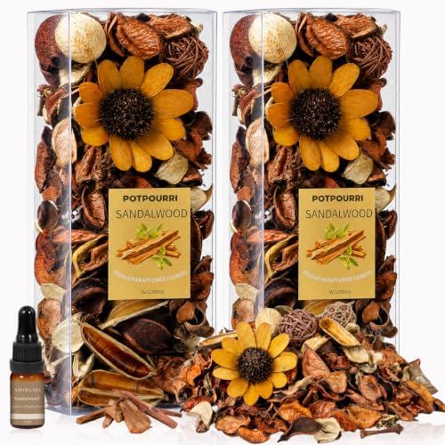 Sandalwood Scented Potpourri Bowl Filler with Essential Oil, 2-Pack