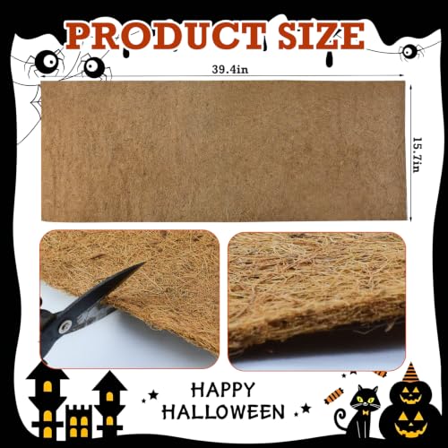 Natural Coconut Fiber Halloween Village Mat - 39.3" x 15.7" Fall Accent