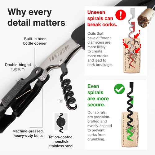 Vintorio Professional Waiter’s Corkscrew Set - Wine & Beer Opener with Foil Cutter