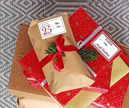 Paper and Presents Red 60ct Jumbo Christmas Gift Tag Stickers - Holiday Labels with Gold, Silver, White & Red Designs