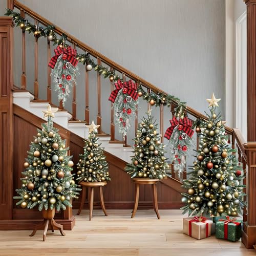 Artificial Christmas Teardrop Swag with Pine Cones and Red Berries