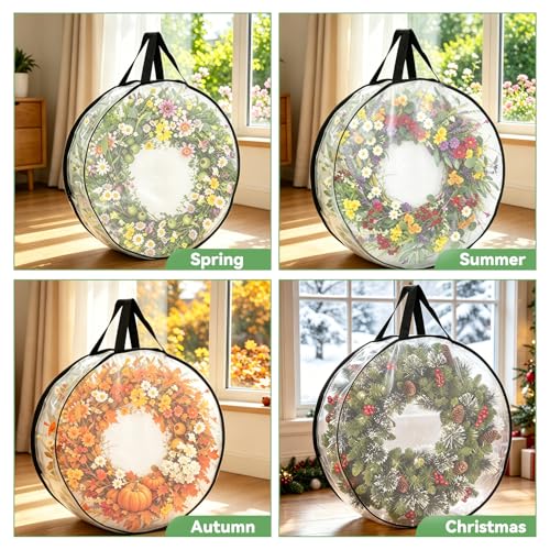 EverPetal 2-Pack 24-Inch Wreath Storage Bags for Holiday & Seasonal Decor