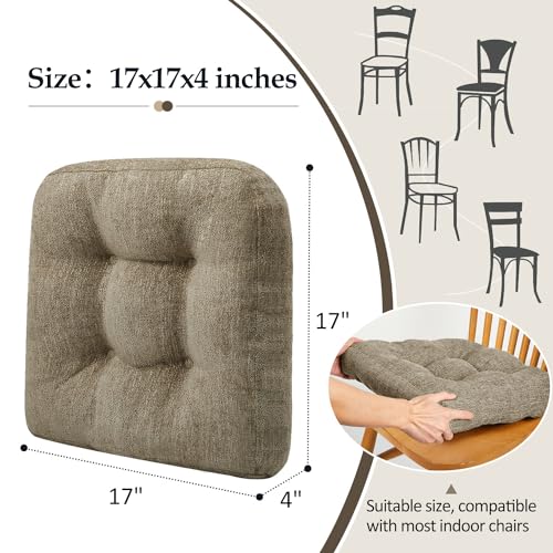 U-Shaped Dining Chair Cushions 17x17x4 - 4 Pack Non-Slip Kitchen Chair Pads