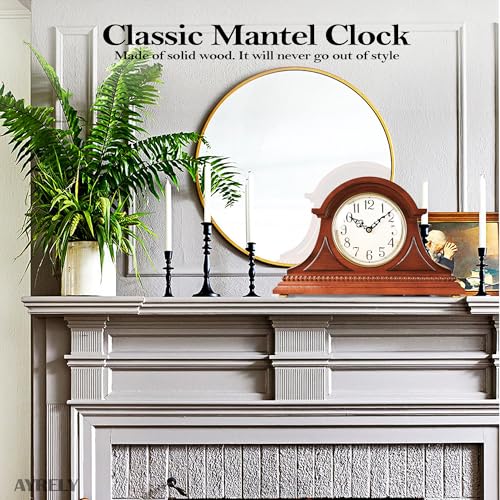 Wooden Mantel Clock with Melodious Hourly Chimes and Nighttime Mute Mode