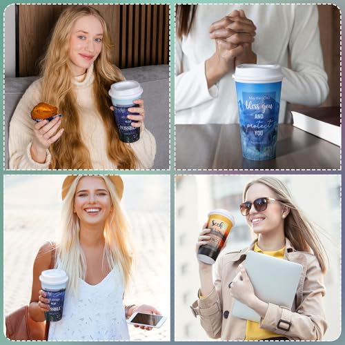 Skylety 12 Pack Christian Gifts Bulk Landscape Coffee Cups with Lids - Holiday & Religious Gift Set