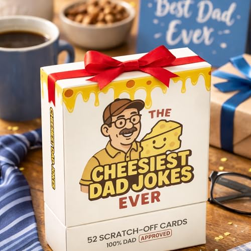Funny Dad Joke Scratch-Off Cards Gift Set for Family & White Elephant