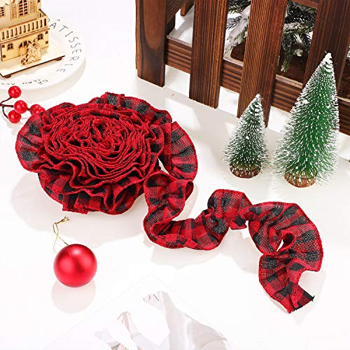 4 Rolls Buffalo Plaid Christmas Garland Ribbon 9ft Rustic Holiday Decor