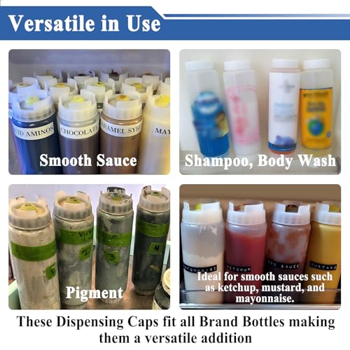 6 Pcs Precision Squeeze Bottle Dispensing Caps for Smooth Sauces