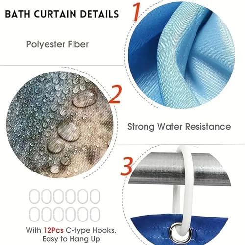 4-Piece Pink Geometric Shower Curtain Set with Non-Slip Bathroom Rugs