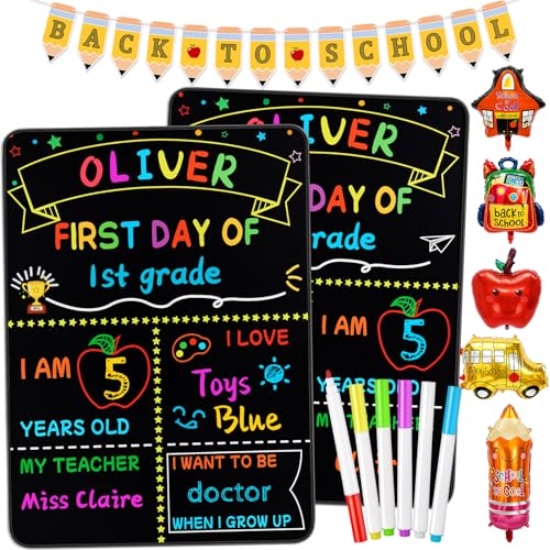 First and Last Day of School Sign Kit with Chalk Markers and Party Decor