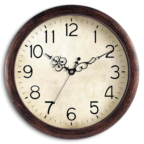 8-Inch Vintage Wall Clock, Silent Battery Operated Retro Quartz Timepiece