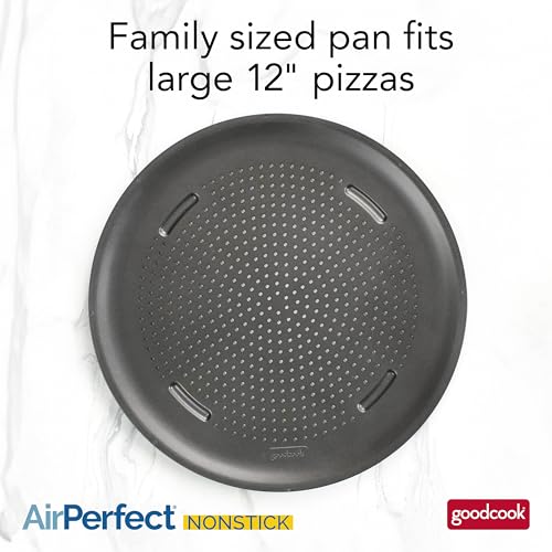 Perforated Nonstick Carbon Steel Pizza Pan with Cutting Guides, 15.75-Inch