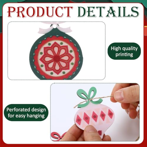 Amyhill Vintage 24 Pcs Wooden Christmas Ornaments with Rope - Retro 12 Styles