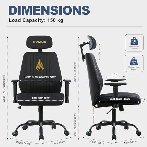 Ergonomic Office Chair with Adjustable Headrest, Lumbar Support & Suede Fabric