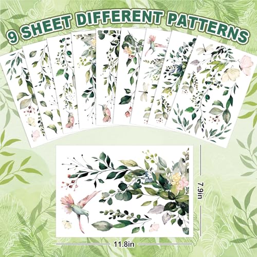 9 Sheets Summer Flower Window Clings - Reusable Floral Decals