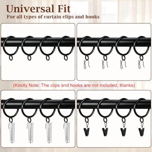 50 Pack Heavy Duty Metal Curtain Rings with Eyelets - 1.5 Inch Black