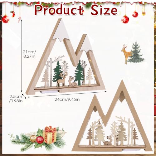 CCINEE Lighted Wooden Reindeer Table Decor – Battery-Operated Christmas Tree Scene