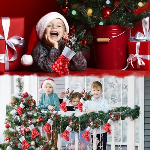 Hoosige Red Mini Christmas Stockings Bulk 6.7in for Holiday Decor, Pack of 60