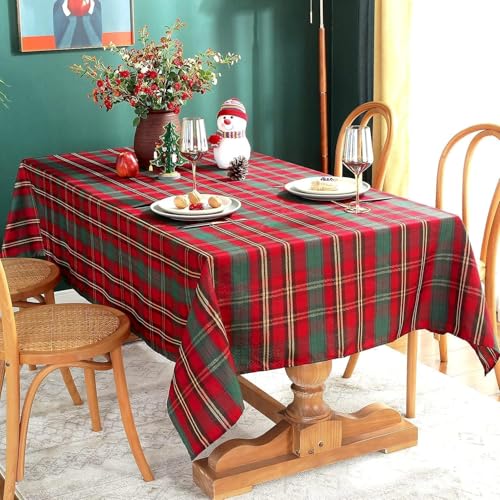 SASTYBALE Christmas Red Plaid Tablecloth 60 x 102 Inch (Rectangular) - Spill-Resistant