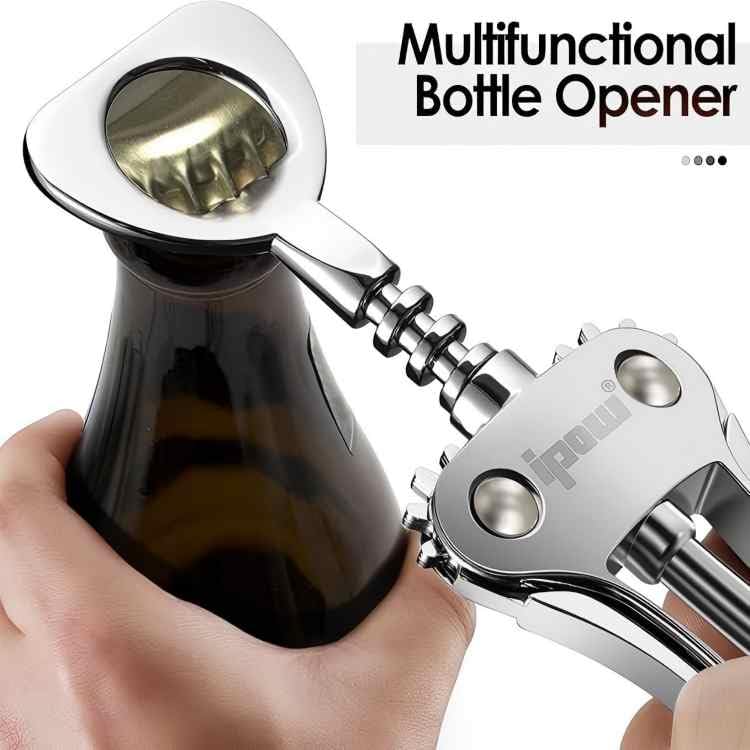 IPOW Silver Zinc Alloy Wing Corkscrew with Built-in Bottle Opener