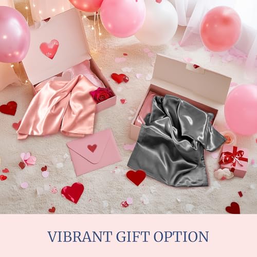 BEDELITE Satin Pillowcases Queen Size 20x30 Dark Grey Set of 2