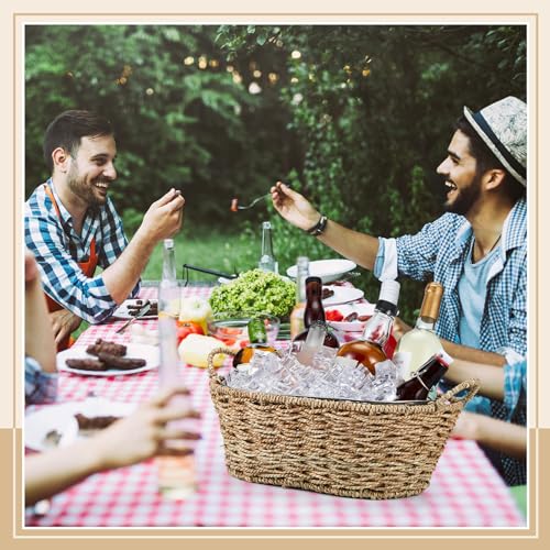 Domensi Set of 2 Wicker-Exterior Ice Buckets, 3-Gallon Beverage Coolers