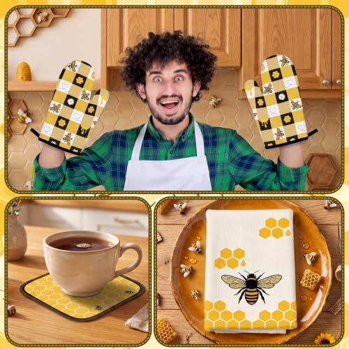 10-Piece Bee Kitchen Decor Set: Towels, Oven Mitts, Pot Holders & Mats