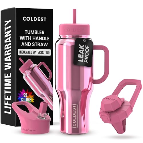 36 oz Stainless Steel Insulated Tumbler with Handle and 3 Lids