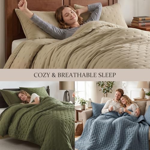 ROARINGWILD Navy Blue Twin Quilt Bedding Set - 2-Piece Soft Coverlet & Sham