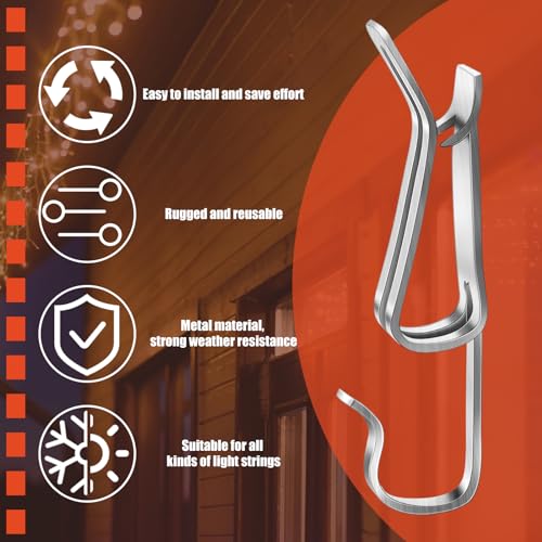 200 Pcs Metal Gutter Hooks for Outdoor String Lights & Holiday Decor