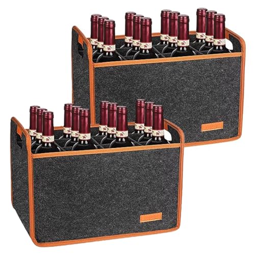 12 Bottle Wine Carrier Tote Bag (2-Pack) - Insulated Padded Travel Bag
