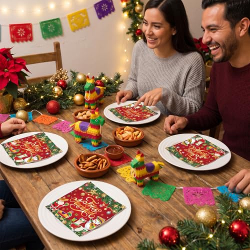 Deorfuy Feliz Navidad Spanish Christmas Party Napkins 50pcs - Festive Holiday Design