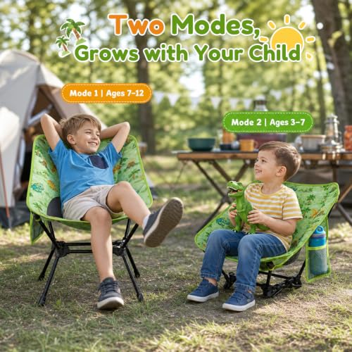 Kids Folding Camping Chair with Dinosaur Print and Carry Bag