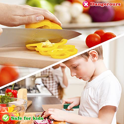 Kids Wooden Knife Set with Cutting Board - Safe Cooking Utensils for Children