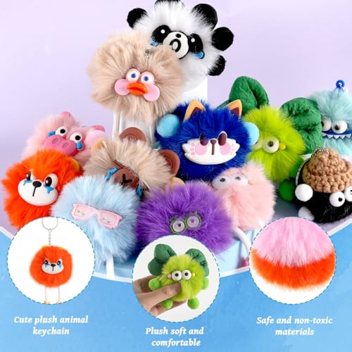 AMZFAVOR 36pcs Plush Animal Keychains Bulk for Kids, Party Favors & Backpacks