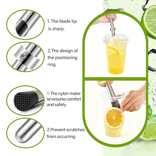 Sissatthai 5-Piece Stainless Steel Cocktail Bar Tool Set with Muddlers & Straw Punchers