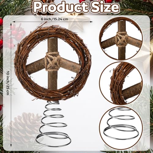 Soulchen 6-Inch Peace Sign Christmas Tree Topper – Brown Rustic Rattan