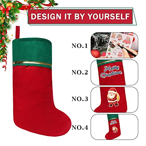 24 Pack 19-Inch Felt Christmas Stockings with White Cuff & Gold Trim