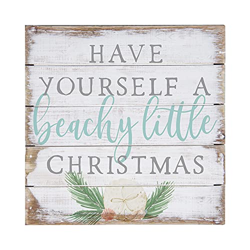 Beachy Little Christmas Wood Sign - Rustic Coastal Holiday Decor - 8x8 Inch