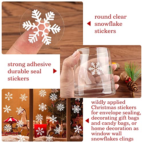 Zuazaor White Snowflake Window Clings - 500 Pieces Winter Christmas Stickers for Present Boxes and Holiday Decor
