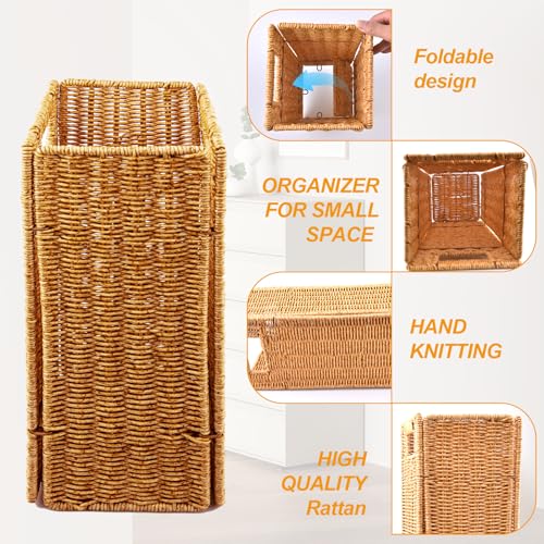 Handwoven Faux Rattan Umbrella Stand for Entryway and Mudroom