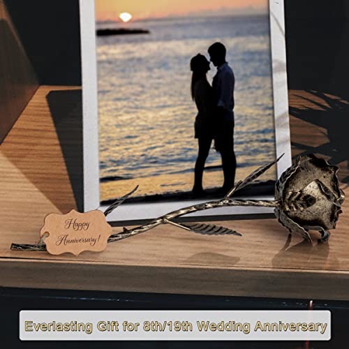 Handcrafted Bronze Rose - Unique 8th Wedding Anniversary Gift for Her