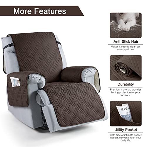 100% Waterproof Recliner Chair Cover - Non-Slip Protector with Pocket (23.6")