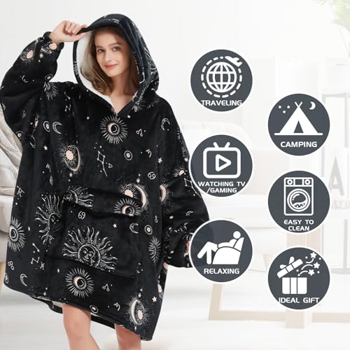 Oversized Sun and Moon Sherpa Wearable Blanket Hoodie