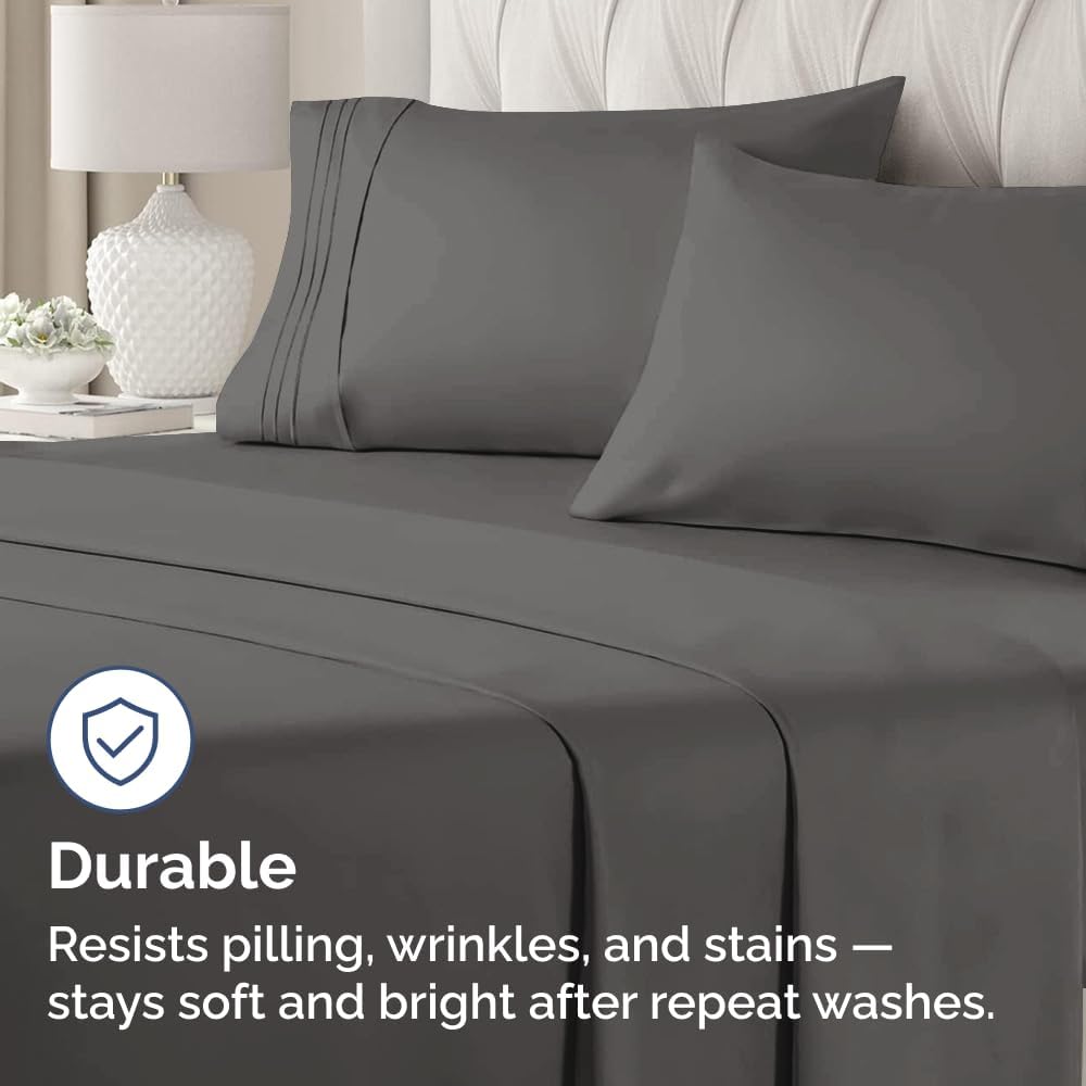 Skiennix Standard Pillow Cases Set of 2 - Ultra-Soft Hotel Quality - Wrinkle-Free & Stain Resistant - Charcoal