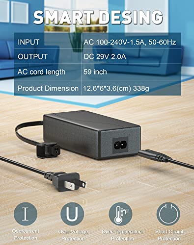 Power Recliner Power Supply, 29V 2A 2-Pin AC/DC Transformer with Power Cord
