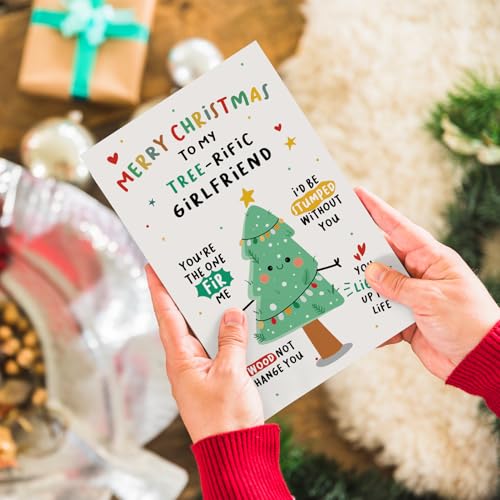 Chenive Girlfriend Christmas Card - Cute Holiday Card with Tree Pun for Her