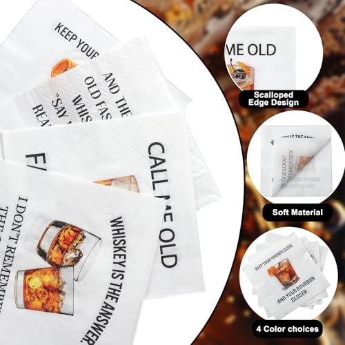 Gueevin 100 Pack Funny Whiskey Cocktail Napkins 5x5 Inch for Parties & Bars