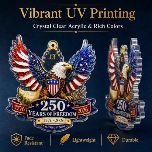 USA 250th Anniversary Christmas Ornaments 5-Piece Set - Patriotic Acrylic Tree Decorations