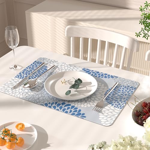 PU Leather Placemats Set of 6, 12x18 Inch Waterproof Heat Resistant Table Mats